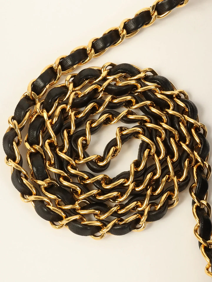 Chanel Around 1992 Made Mademoiselle Stitch Turn-Lock Chain Bag Black