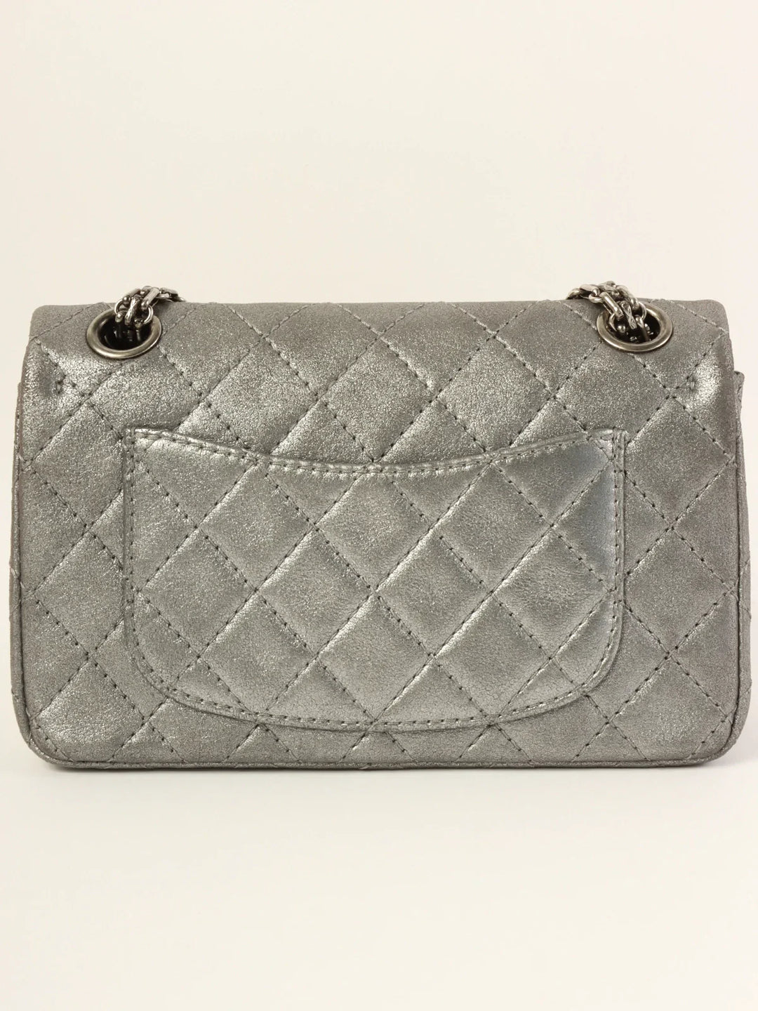 Chanel Around 2007 Made 2.55 Icon Charm Chain Bag Mini Metallic Silver