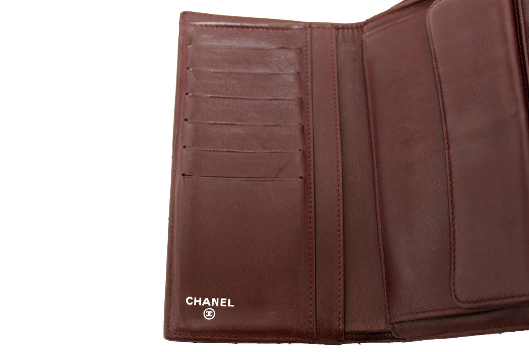 Top Quality Chanel Black Quilted Lambskin Leather Trifold Flap Wallet