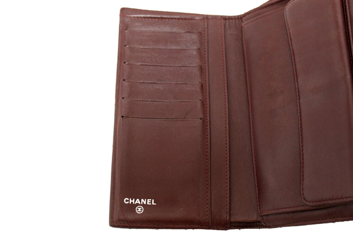 Top Quality Chanel Black Quilted Lambskin Leather Trifold Flap Wallet