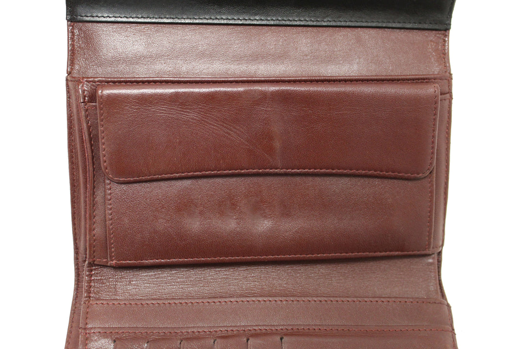 Top Quality Chanel Black Quilted Lambskin Leather Trifold Flap Wallet