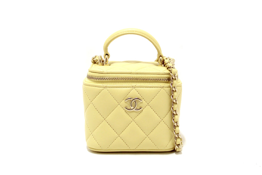 new  chanel yellow lambskin top handle mini vanity case crossbody bag | Shop Now at Italystation.com