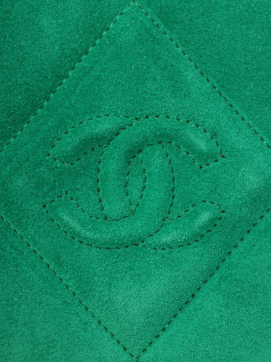 Chanel Around 1990 Made Suede Cc Mark Stitch Tassel Clutch Bag Cobalt Green