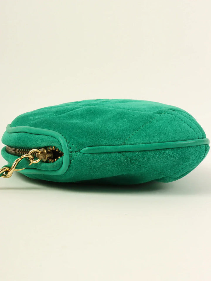 Chanel Around 1990 Made Suede Cc Mark Stitch Tassel Clutch Bag Cobalt Green