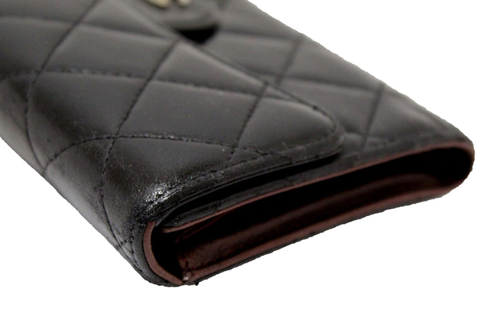 Top Quality Chanel Black Quilted Lambskin Leather Trifold Flap Wallet
