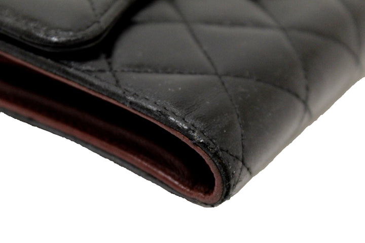 Top Quality Chanel Black Quilted Lambskin Leather Trifold Flap Wallet