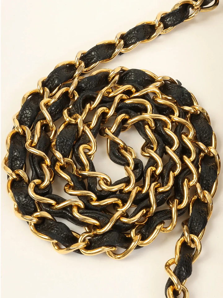Chanel Around 1995 Made Caviar Skin Cc Mark Diagonal Stitch Chain Bag Black