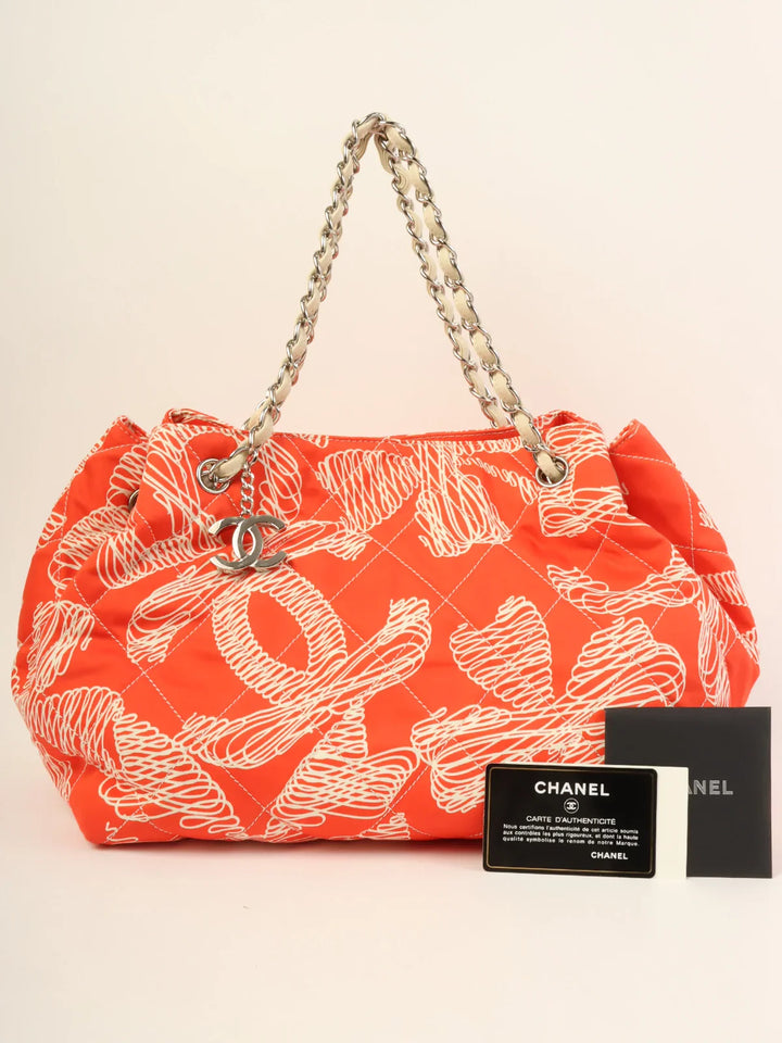 Chanel Around 2008 Made Cc Mark Charm Multi Motif Shoulder Bag Red