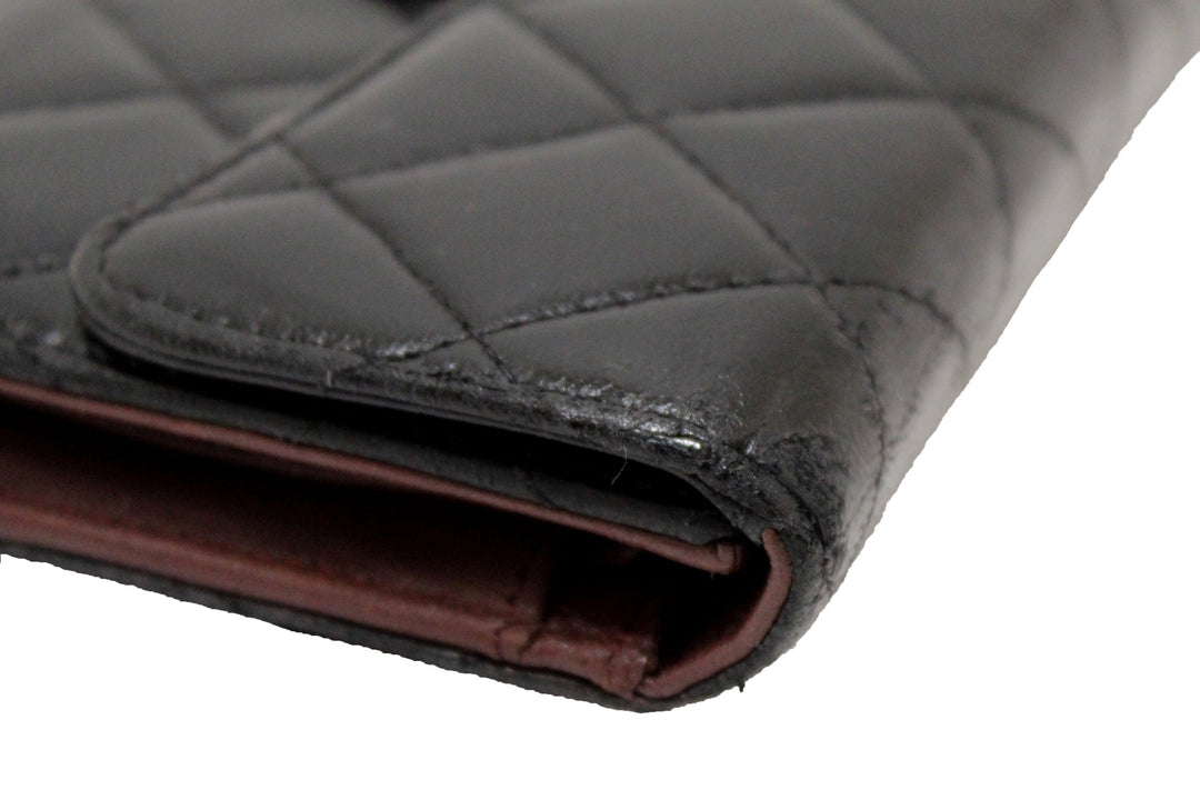 Top Quality Chanel Black Quilted Lambskin Leather Trifold Flap Wallet