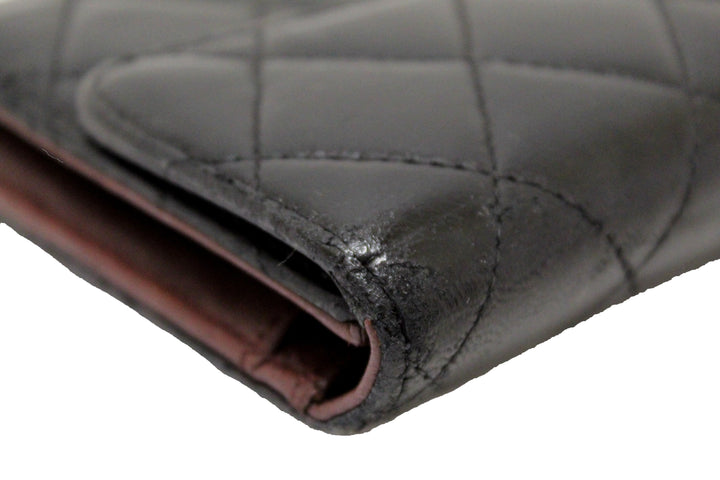 Top Quality Chanel Black Quilted Lambskin Leather Trifold Flap Wallet