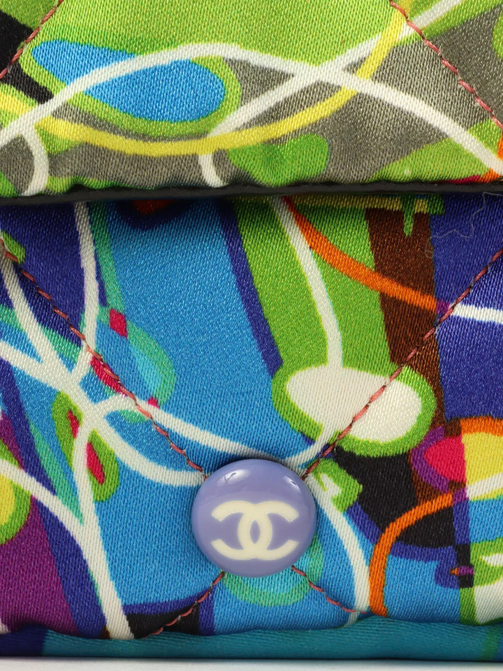 Chanel Around 2007 Made Silk Satin Turn-Lock Chain Bag Multi