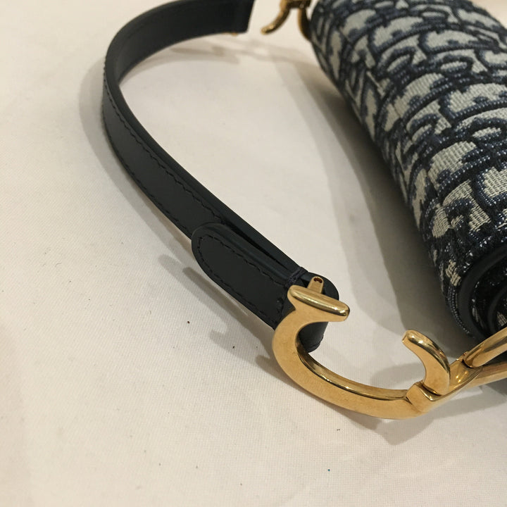 CHRISTIAN Top quality Dior Top quality Dior Navy Canvas Saddle Handbag Sku# 73720