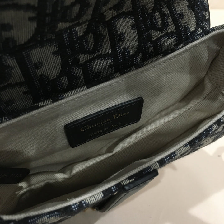 CHRISTIAN Top quality Dior Top quality Dior Navy Canvas Saddle Handbag Sku# 73720