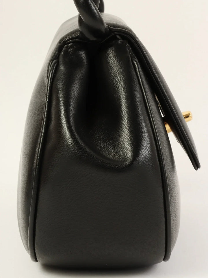 Chanel Around 1997 Made Turn-Lock Twist Top Handle Bag Black