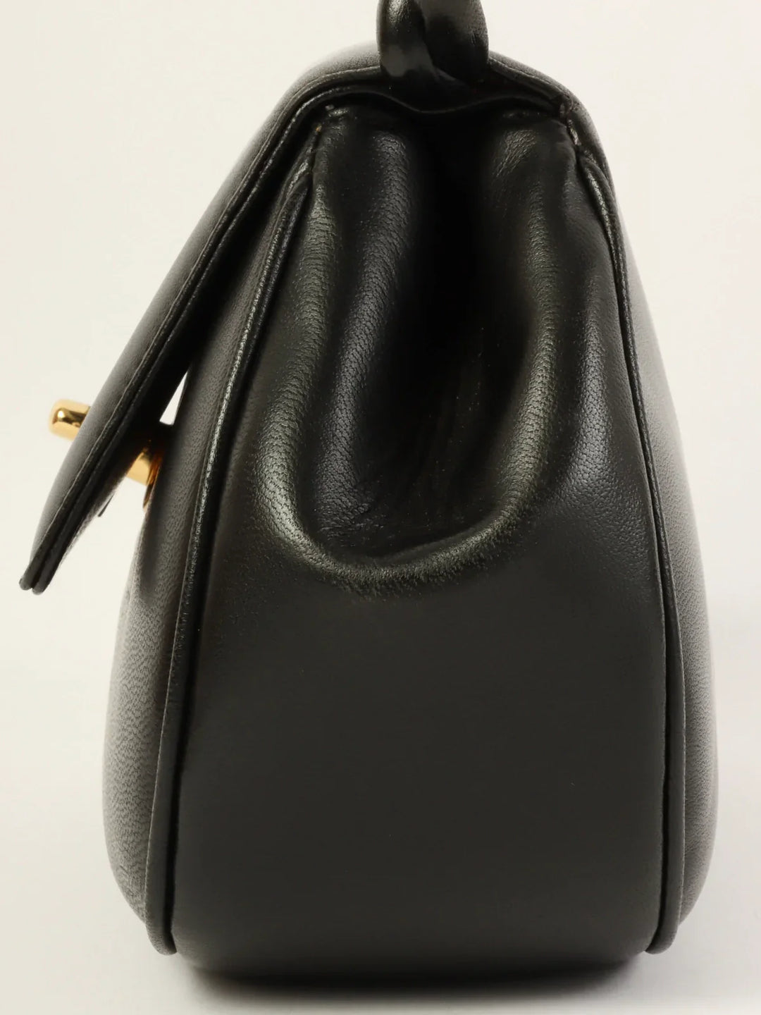 Chanel Around 1997 Made Turn-Lock Twist Top Handle Bag Black