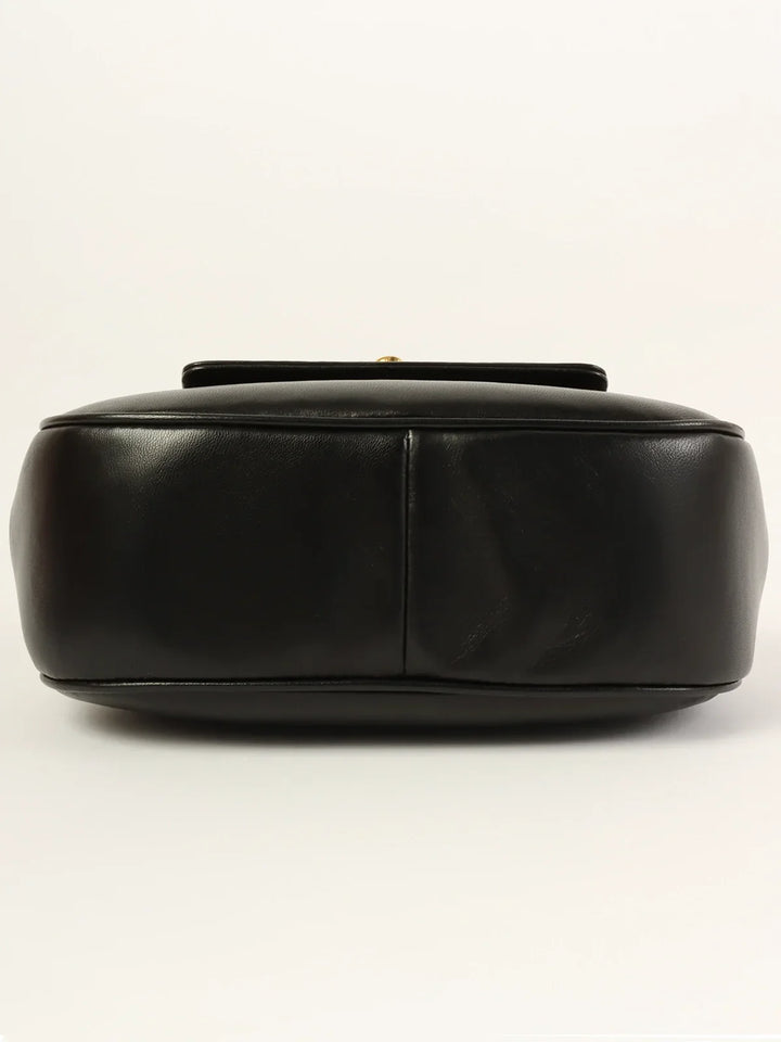 Chanel Around 1997 Made Turn-Lock Twist Top Handle Bag Black