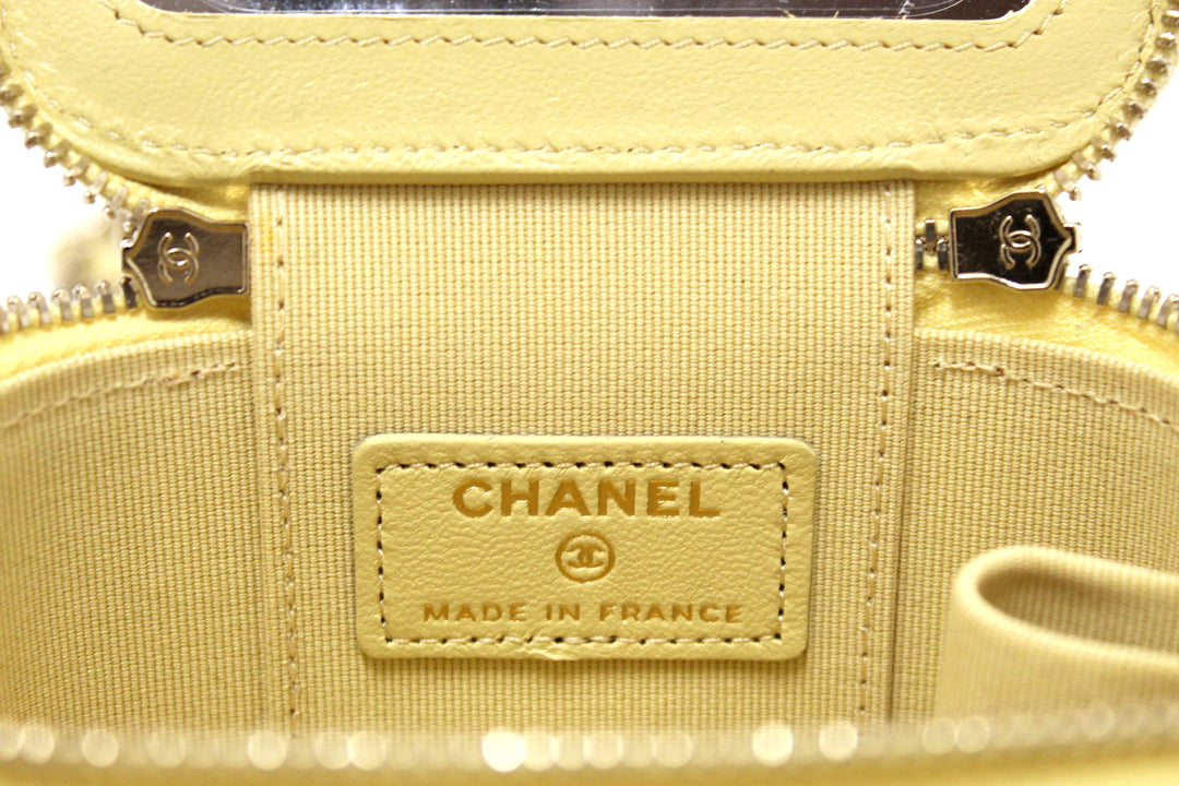 NEW  Top Quality Chanel Yellow Lambskin Top Handle Mini Vanity Case Crossbody Bag