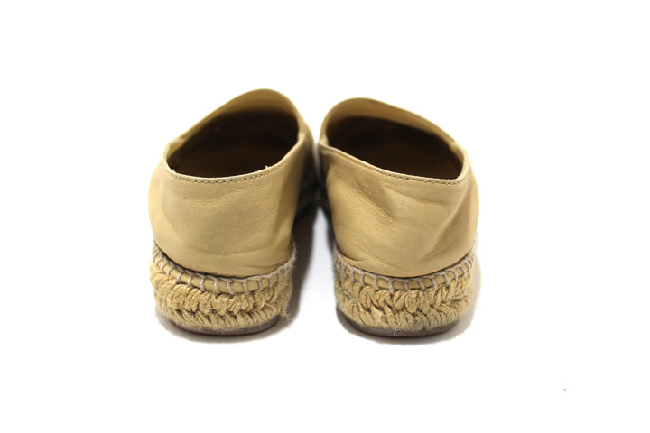 Top Quality Chanel Beige/Black Lambskin Leather Espadrilles Shoes Size 37.5
