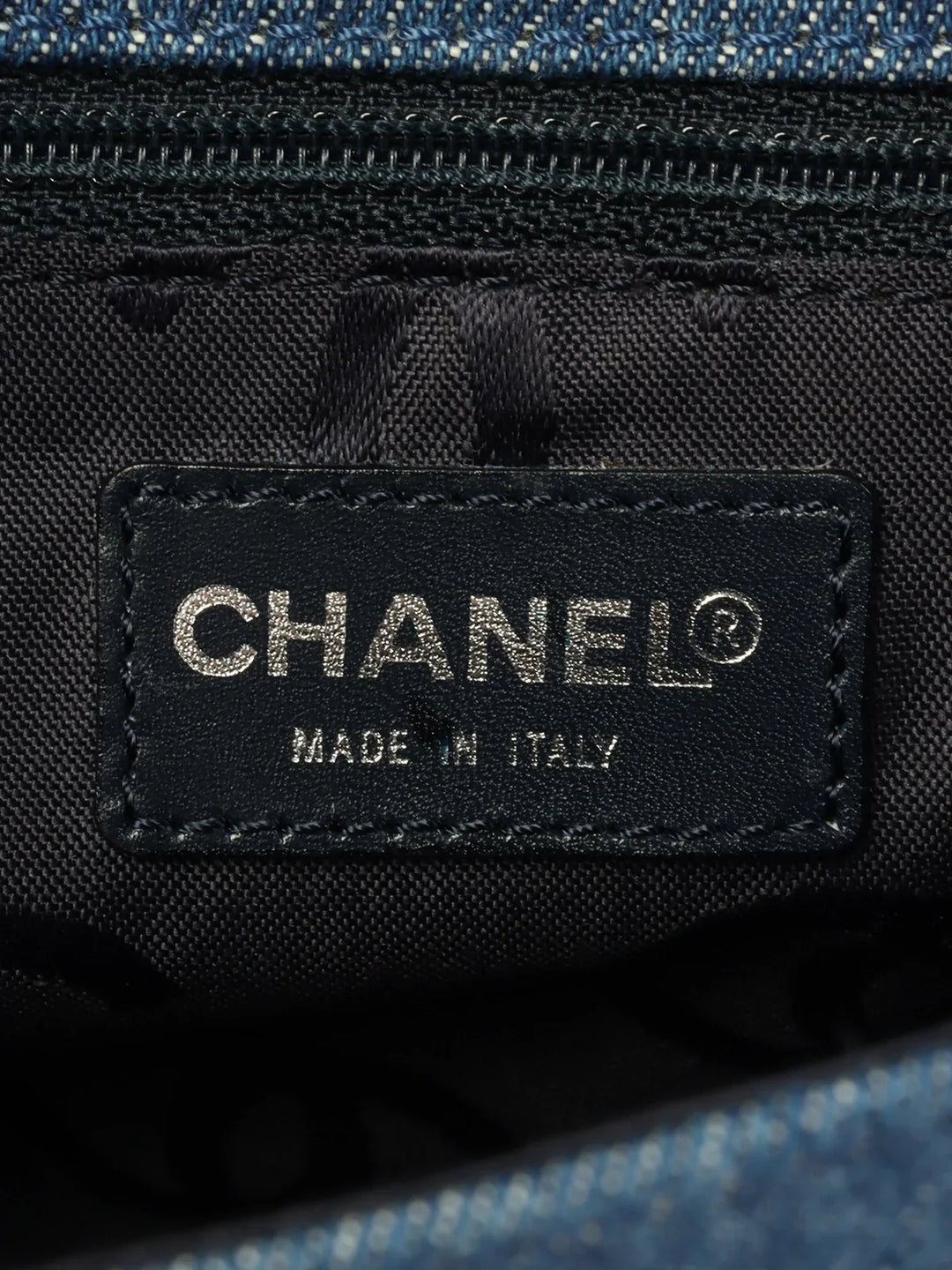 Chanel Around 2001 Made Denim Clear Turn-Lock Chain Bag Indigo