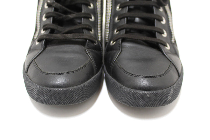 Top Quality Chanel Black Leather CC Zip Link High Top Sneakers Size 37