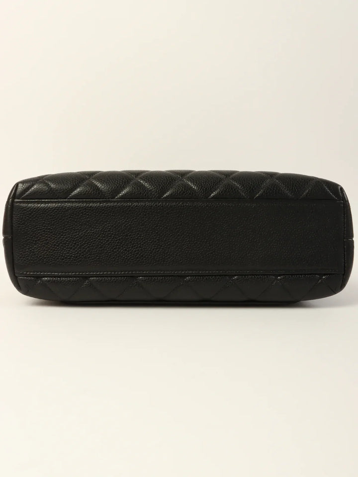Chanel Around 1997 Made Caviar Skin Turn-Lock Top Handle Bag Black