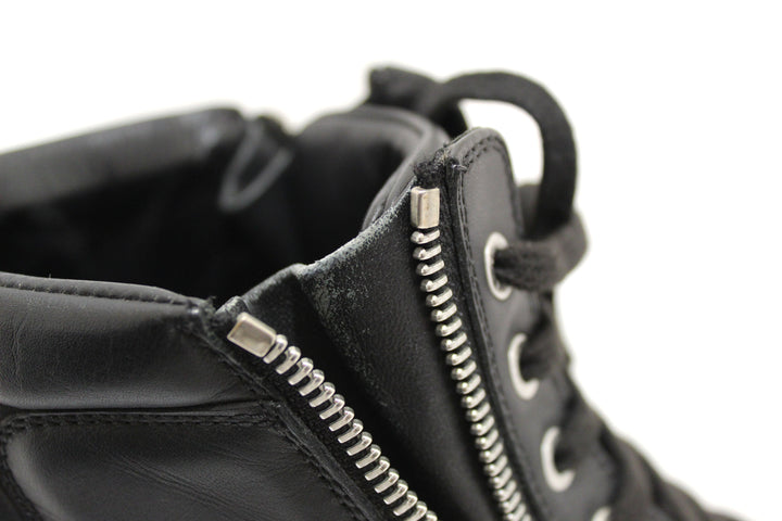 Top Quality Chanel Black Leather CC Zip Link High Top Sneakers Size 37