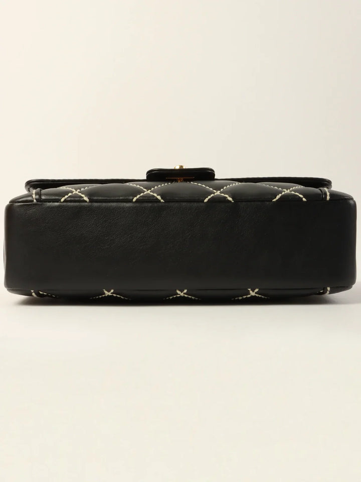 Chanel Around 2004 Made Wild Stitch Turn-Lock Top Handle Bag Black