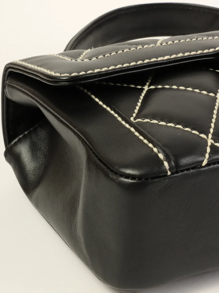 Chanel Around 2004 Made Wild Stitch Turn-Lock Top Handle Bag Black