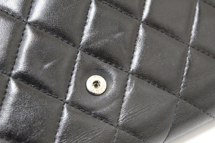 Top Quality Chanel Black Quilted Lambskin Leather Trifold Flap Wallet