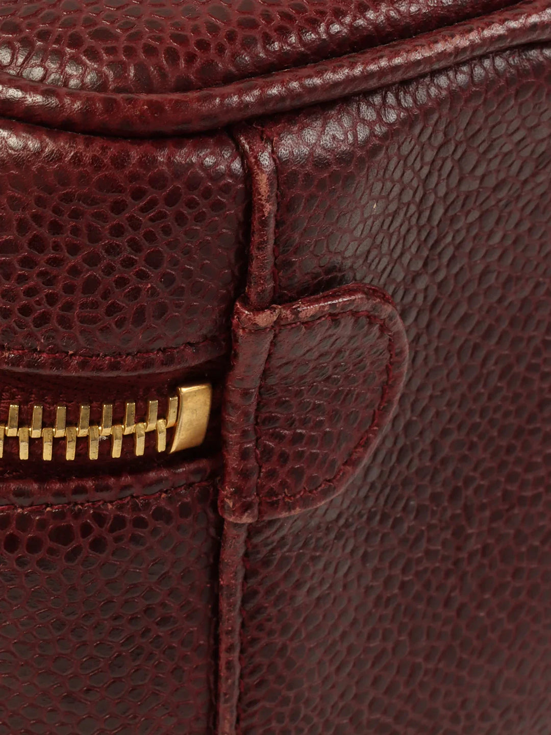 Chanel Around 1992 Made Caviar Skin Cc Mark Stitch Vanity Bordeaux