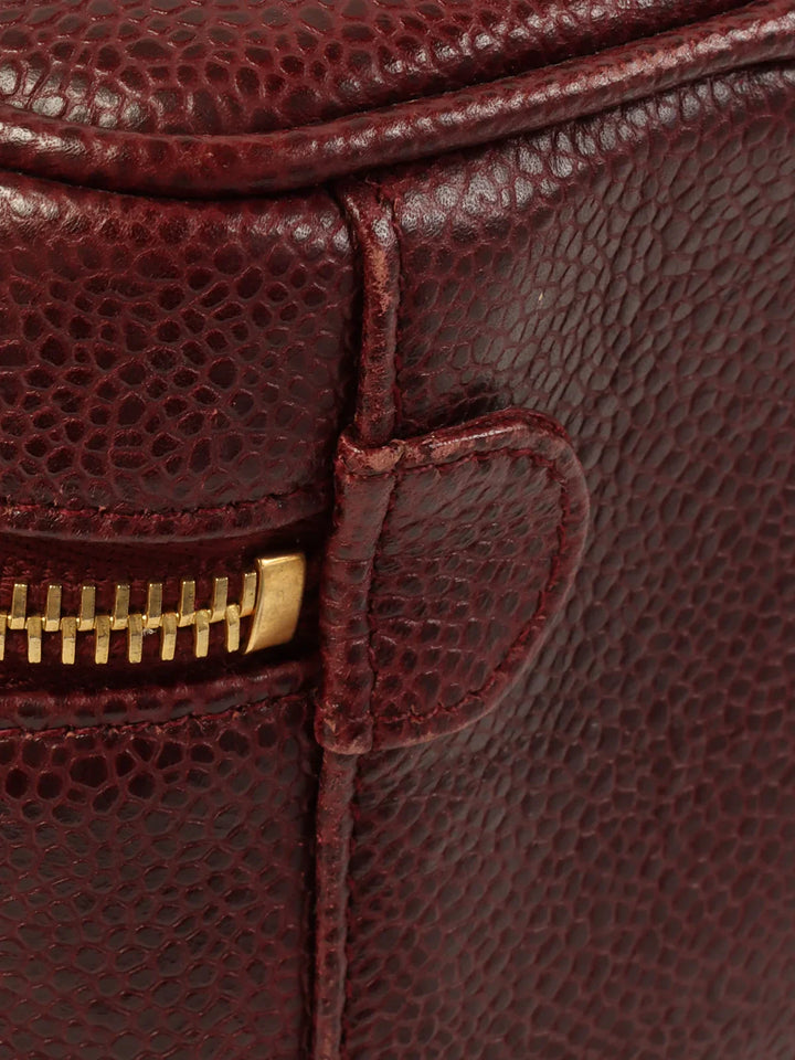 Chanel Around 1992 Made Caviar Skin Cc Mark Stitch Vanity Bordeaux