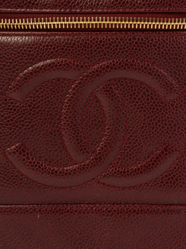 Chanel Around 1992 Made Caviar Skin Cc Mark Stitch Vanity Bordeaux