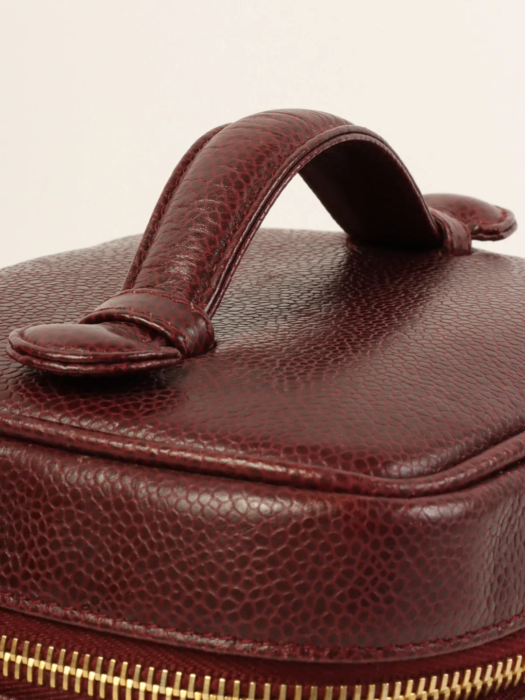 Chanel Around 1992 Made Caviar Skin Cc Mark Stitch Vanity Bordeaux