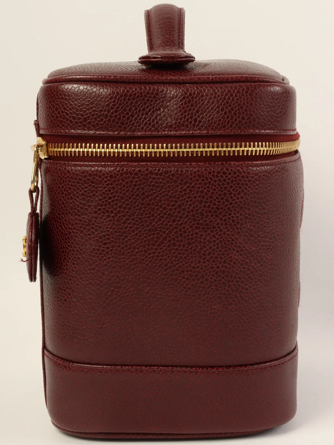 Chanel Around 1992 Made Caviar Skin Cc Mark Stitch Vanity Bordeaux
