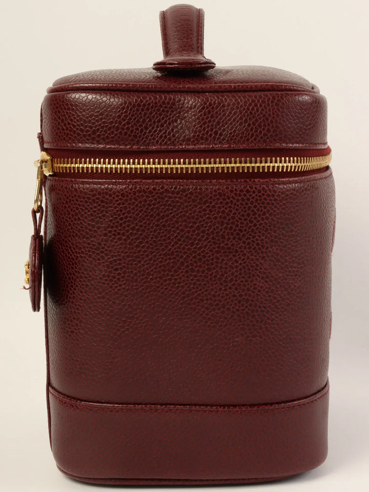 Chanel Around 1992 Made Caviar Skin Cc Mark Stitch Vanity Bordeaux