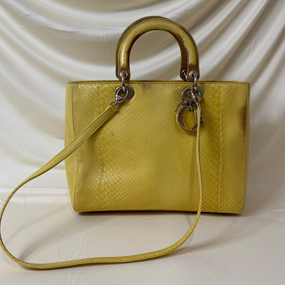 CHRISTIAN Top quality Dior Top quality Dior Lady Bag Yellow Python Skin Leather Sku# 44452