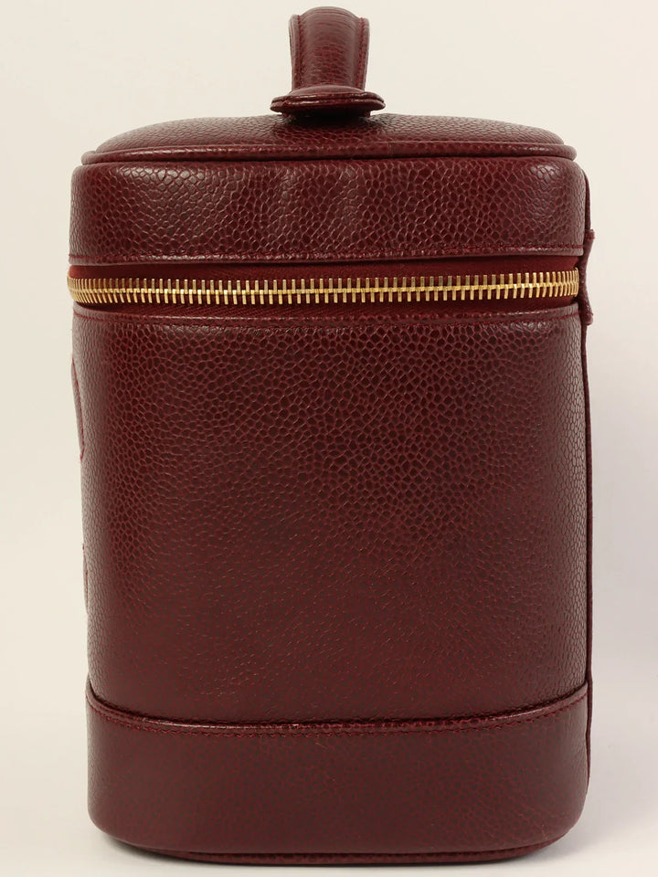 Chanel Around 1992 Made Caviar Skin Cc Mark Stitch Vanity Bordeaux