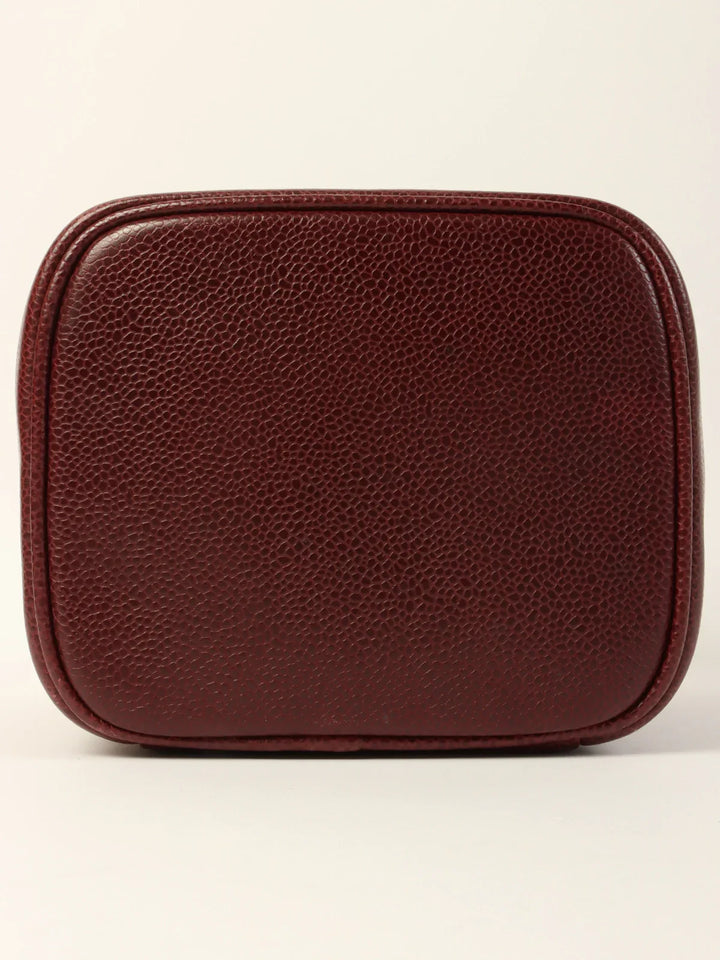 Chanel Around 1992 Made Caviar Skin Cc Mark Stitch Vanity Bordeaux