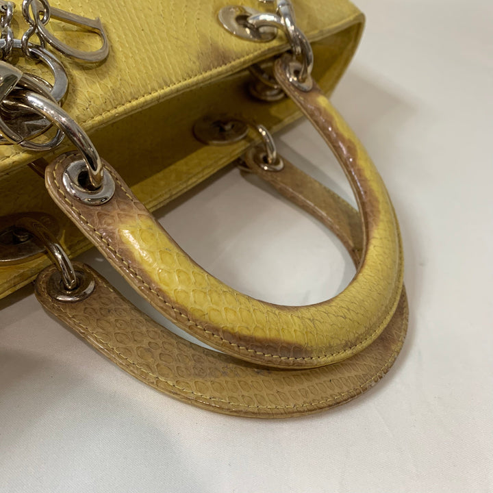 CHRISTIAN Top quality Dior Top quality Dior Lady Bag Yellow Python Skin Leather Sku# 44452