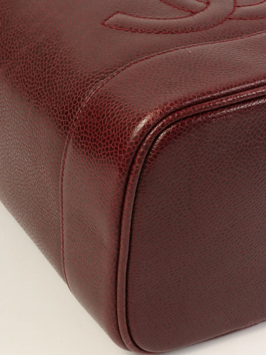 Chanel Around 1992 Made Caviar Skin Cc Mark Stitch Vanity Bordeaux