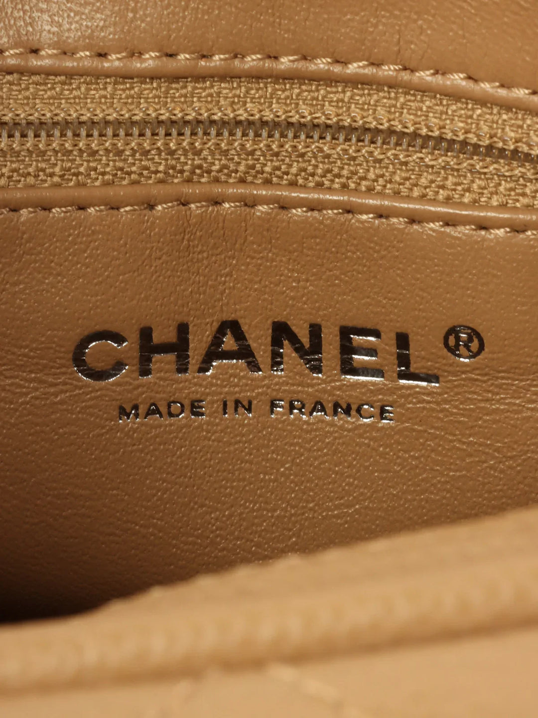 Chanel Around 2007 Made Caviar Skin Cc Mark Stitch Top Handle Bag Mocha Beige