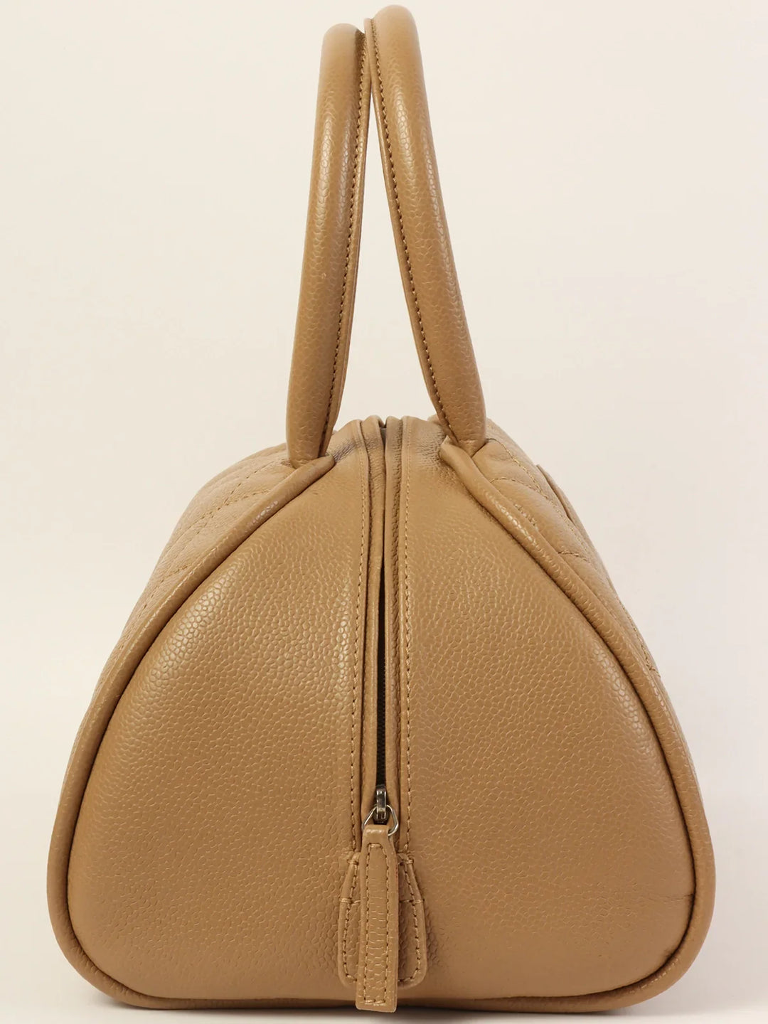 Chanel Around 2007 Made Caviar Skin Cc Mark Stitch Top Handle Bag Mocha Beige