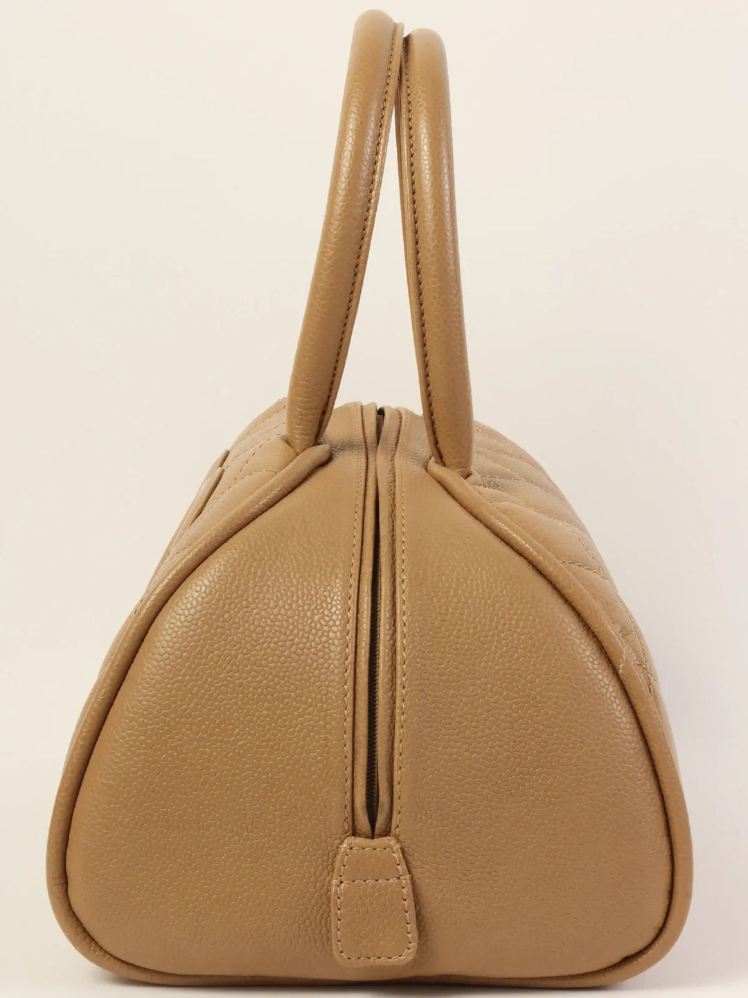 Chanel Around 2007 Made Caviar Skin Cc Mark Stitch Top Handle Bag Mocha Beige