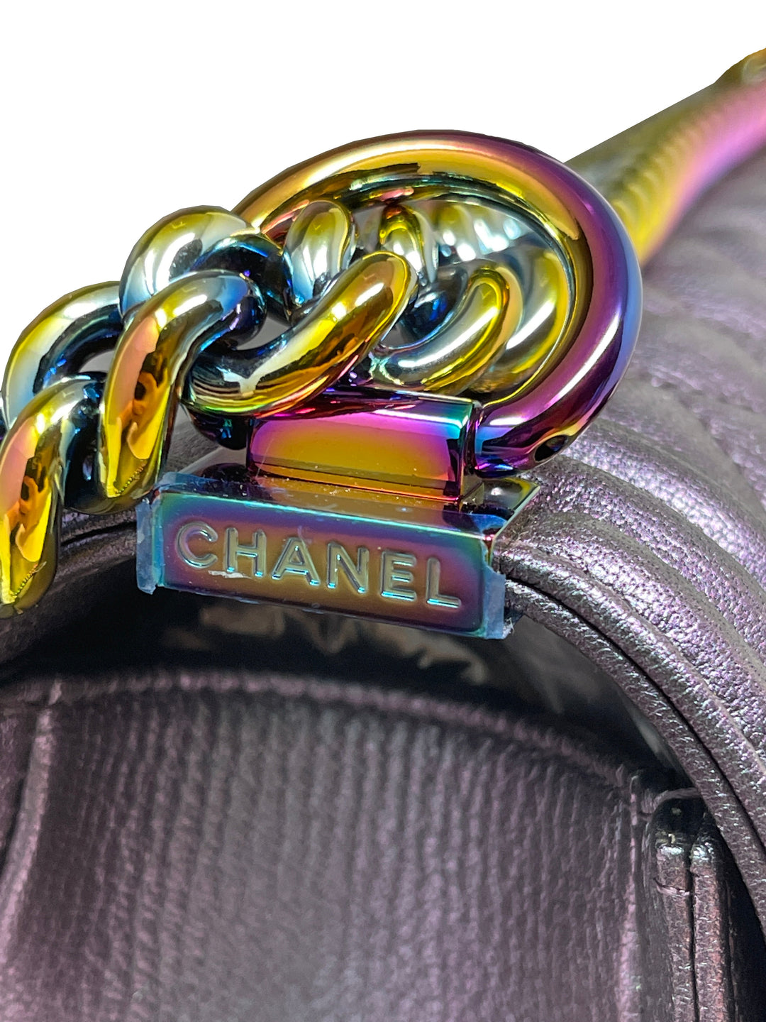 Top Quality Chanel Top Quality Chanel Boy New Bag Quilted Iridescent Goatskin Old Medium - Purple