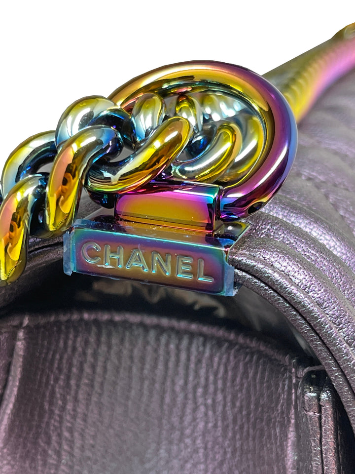 Top Quality Chanel Top Quality Chanel Boy New Bag Quilted Iridescent Goatskin Old Medium - Purple