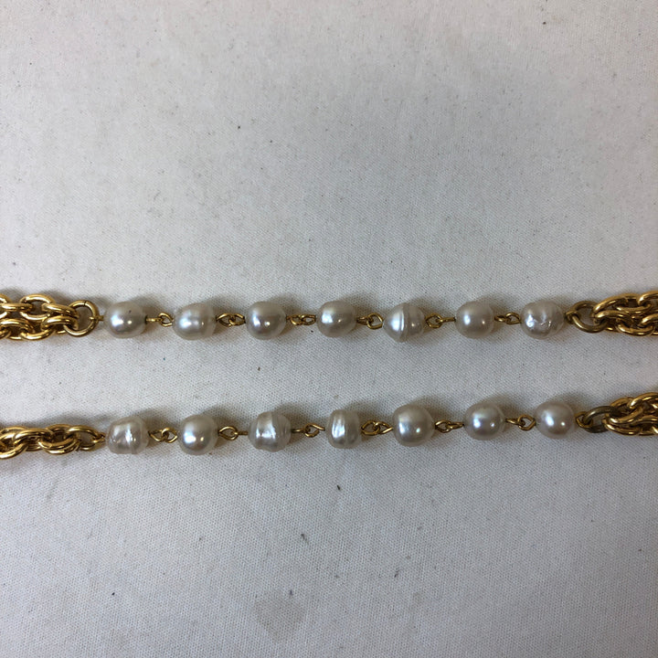 Top Quality Chanel Gold Pearl CC Cutout Necklace Sku# 62966