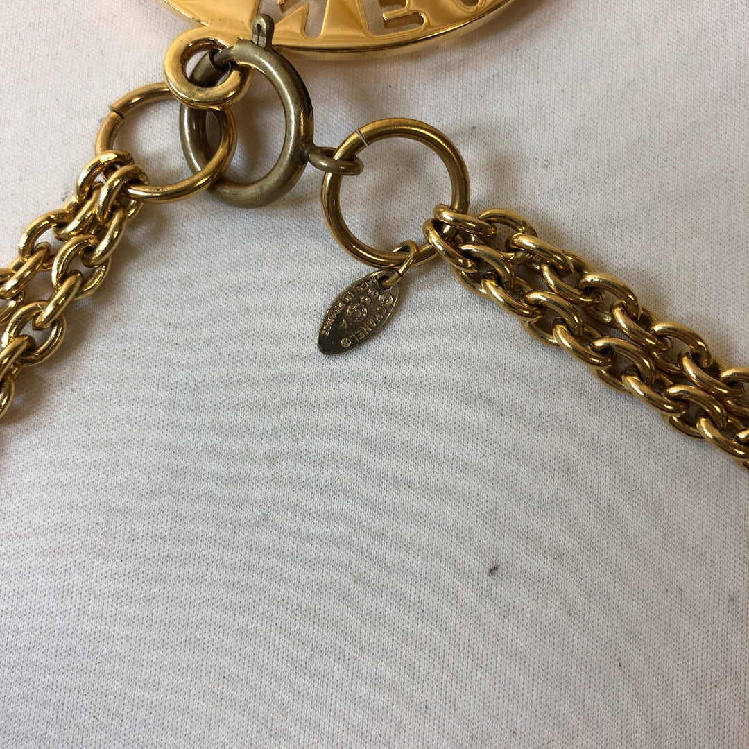 Top Quality Chanel Gold Pearl CC Cutout Necklace Sku# 62966