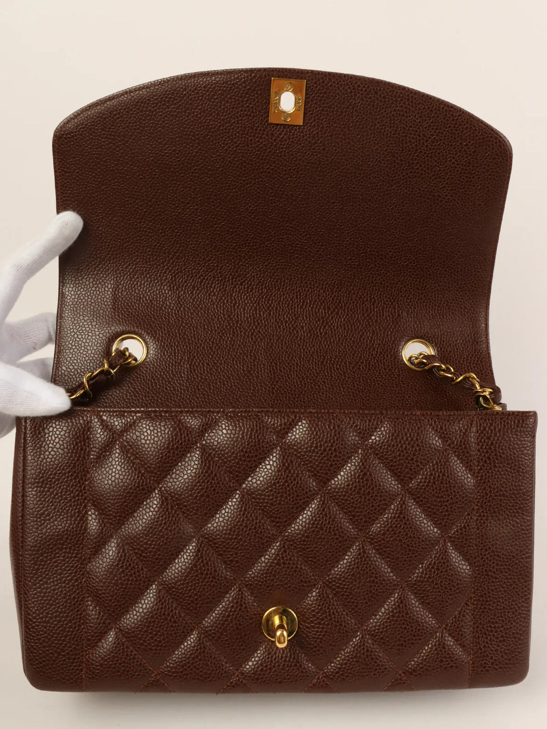 Chanel Around 1995 Made Caviar Skin Diana New Chain Bag 25Cm Brown