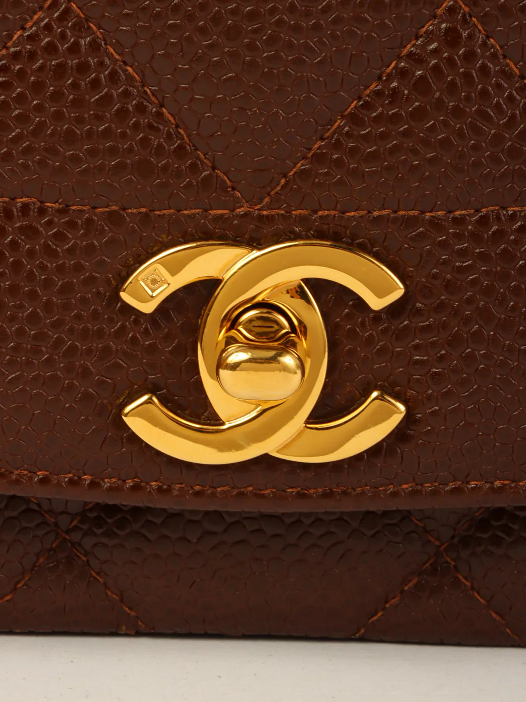 Chanel Around 1995 Made Caviar Skin Diana New Chain Bag 25Cm Brown