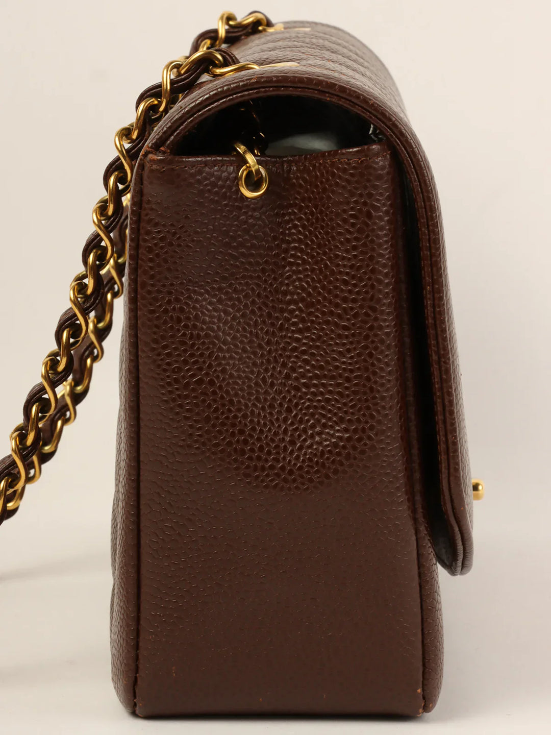 Chanel Around 1995 Made Caviar Skin Diana New Chain Bag 25Cm Brown